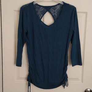 No Boundaries Nb 3/4 Sleeve Vneck Top Corsair Sz L (11-13)